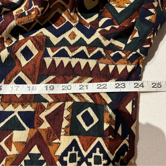 Vintage Geometric Button Up Collared Blouse Top Shirt k - Picture 8 of 10